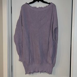 Distressed Mini Sweater Dress in Lilac